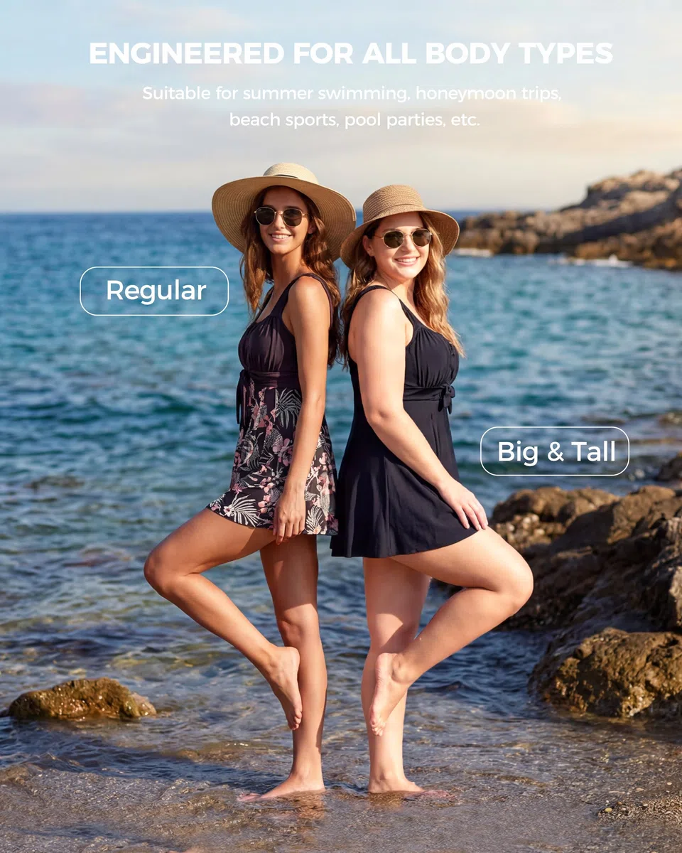Wantdo Traje de Baño de Una Pieza para Mujer Diseño Reductor Ideal para Natación Opción de Tankini Tamaños Bañador Mujer Natación