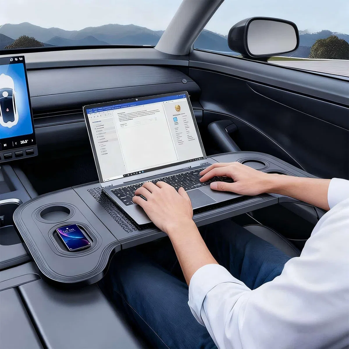 Mesa Para Volante De Coche Accesorios Automotrices Plegables | Bandeja Para Portátil De Vehículo Para Conductores Viajeros Desplazamientos Diarios Viajes Por Carretera Camping SUVs