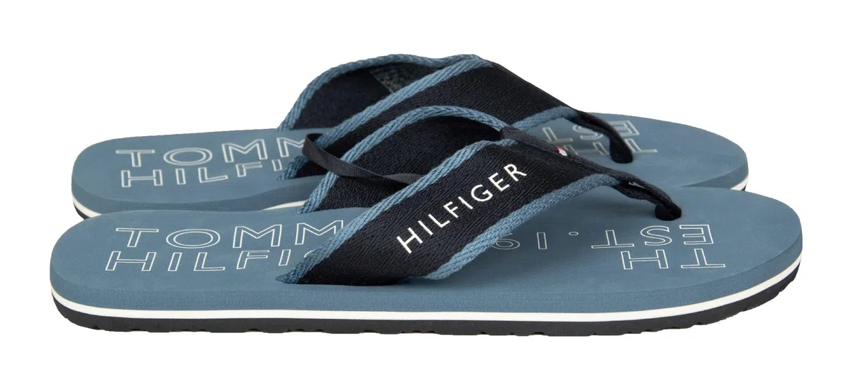 Tommy Hilfiger Chanclas de hombre zapatilla de piscina de playa con encaje en tejido de playa artículo XM0XM02885
