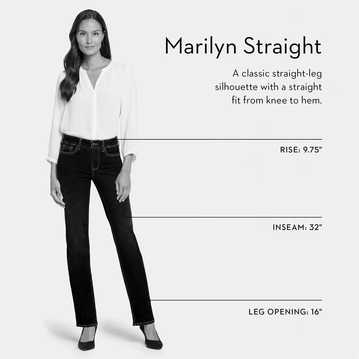 NYDJ Jeans Rectos Marilyn para Mujer, Enjuagar, 10 US