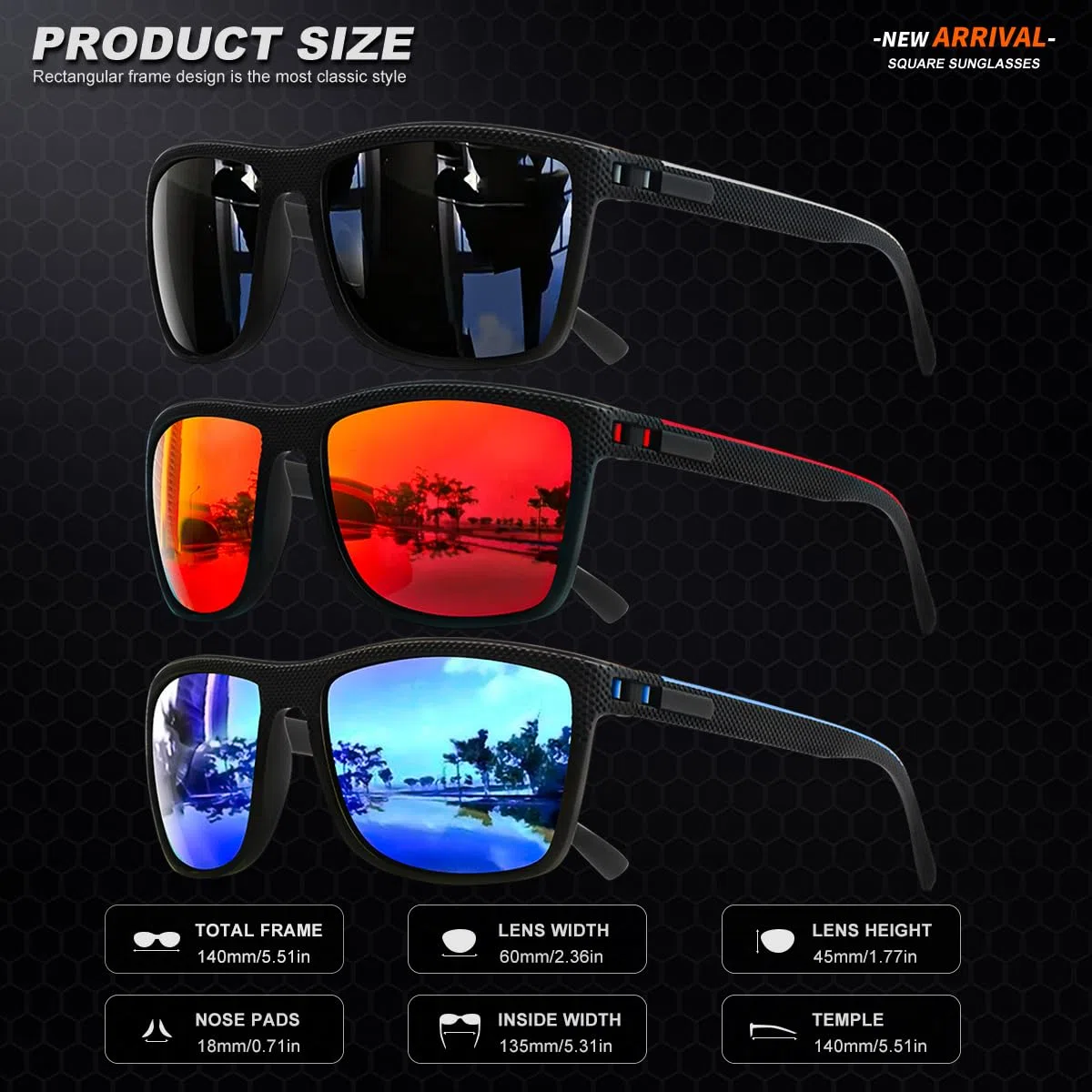Gafas de sol polarizadas para hombre, protección UV, ligeras, para conducir, pescar, golf