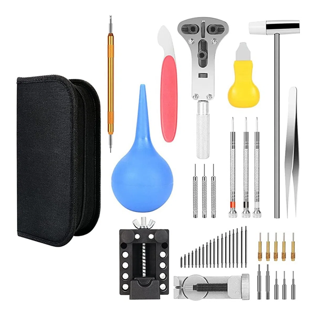 Kit de herramientas de reparación de relojes, 152 piezas, kit de herramientas de repuesto de batería de reloj, juego de herramientas de extracción de eslabones de reloj, kit de herramientas de
