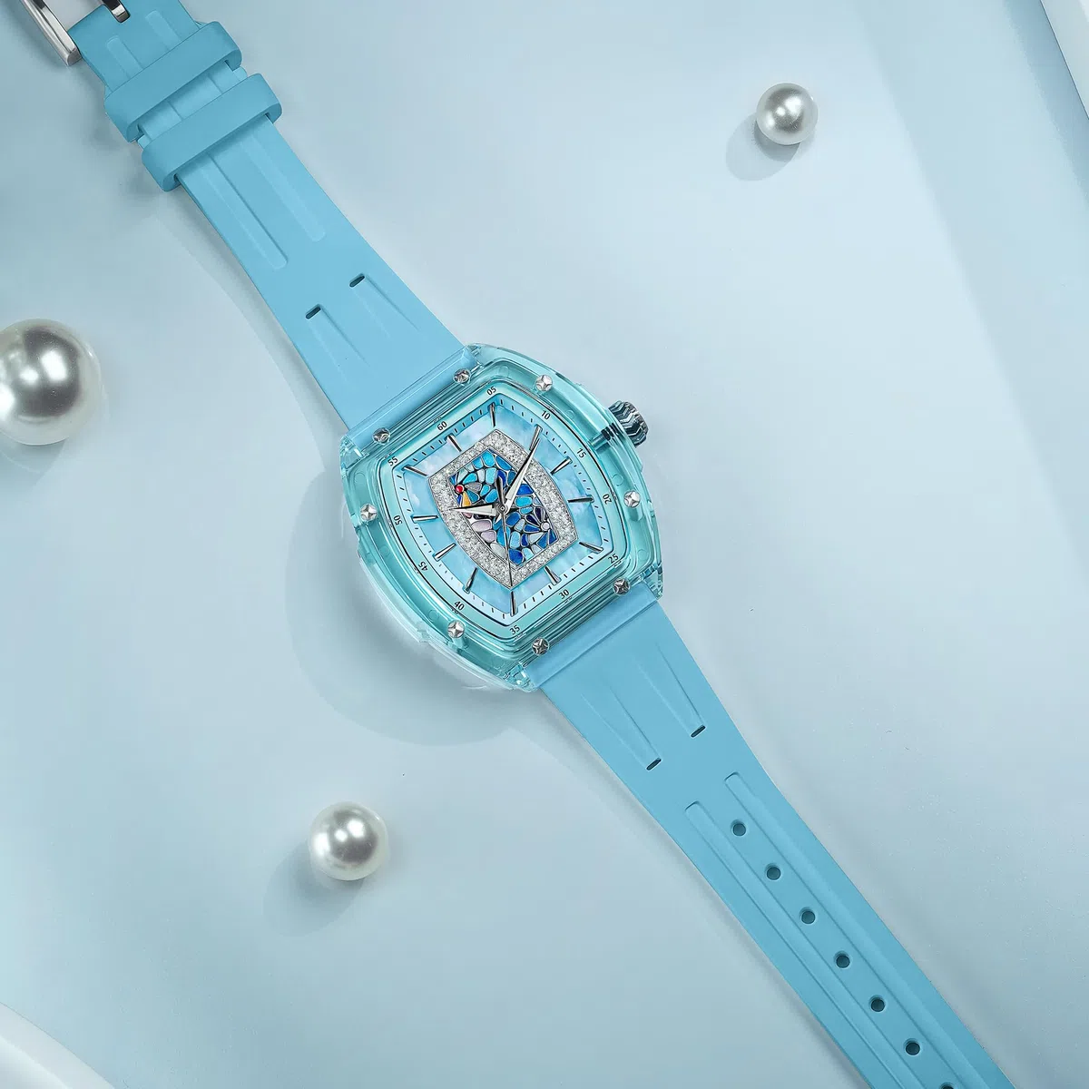 TSAR BOMBA Reloj Pulsera Mujer Lujo Tonneau Relojes para Las Mujeres De Diamantes De Lujo Relojes De Pulsera De Las Señoras Analógica con Movimiento De Cuarzo Elegante Regalos 50M Resistente