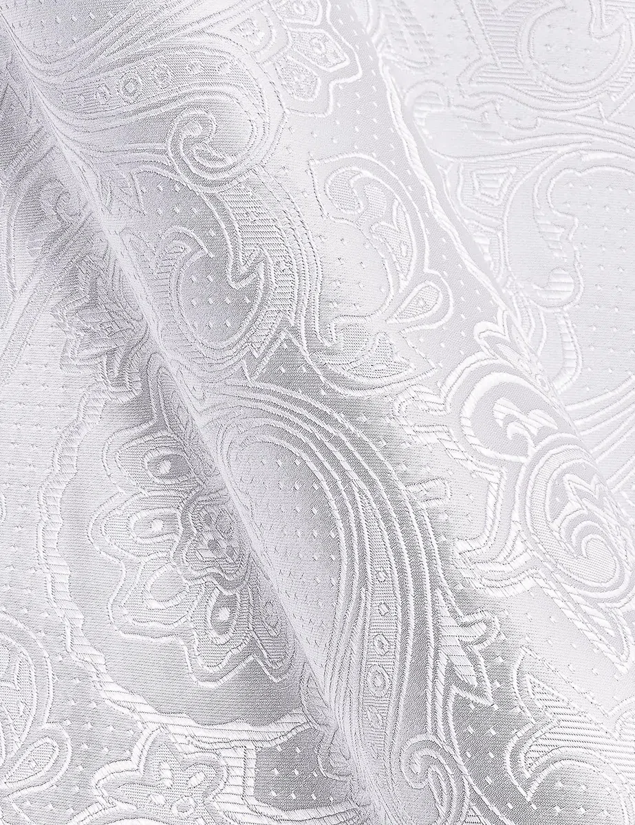 Barry.Wang Mens Dress Shirts Silk Luxury Paisley Big and Tall Long Sleeve Shirt Business Wedding Party Red Black S-3XL