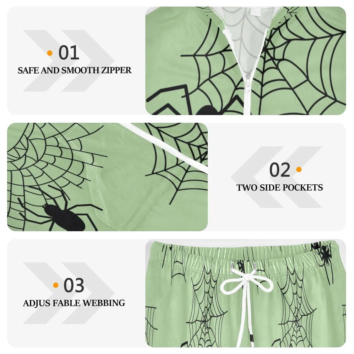 Conjunto deportivo de 2 piezas para mujer, diseño de telaraña negra, conjunto deportivo de manga larga para Halloween