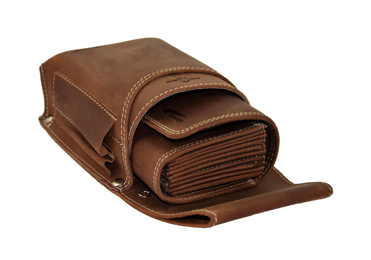 Menzo Ensemble de serveur professionnel GARANTIE 12 MOIS ! Bourse pour serveur Cuir Double Couture différents Coloris et Motifs