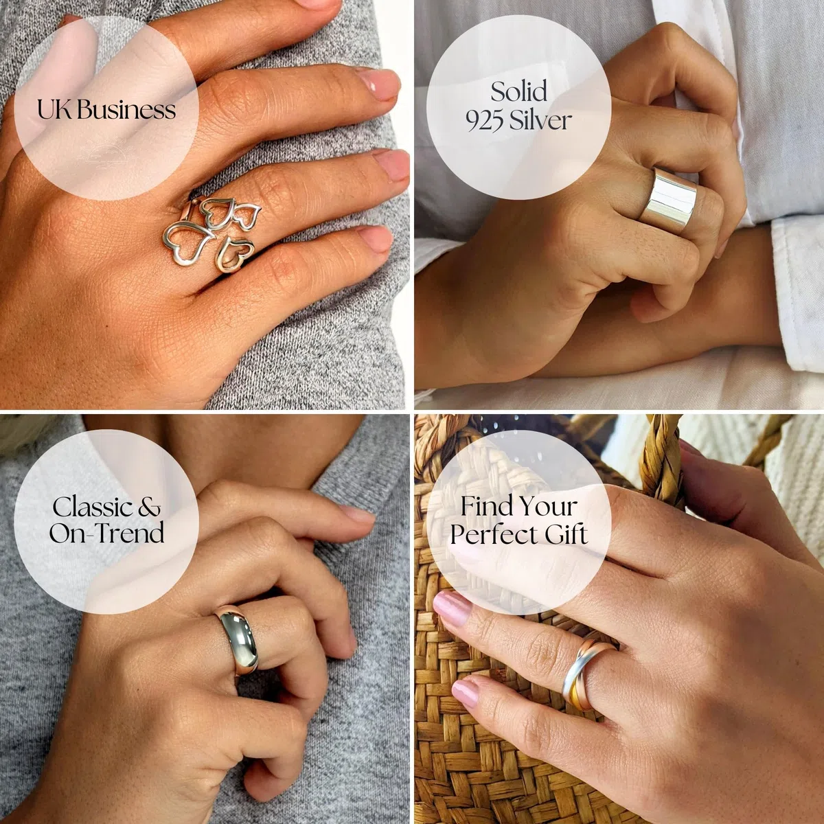 Silverly Anillo Giratorio de Banda Ancha de Plata de Ley con Clave Griega para Hombre | Anillo Fidget en Plata 925 para Mujer | Joyas para Aliviar el Estrés | Anillos Modernos de Borde Plano y Grueso