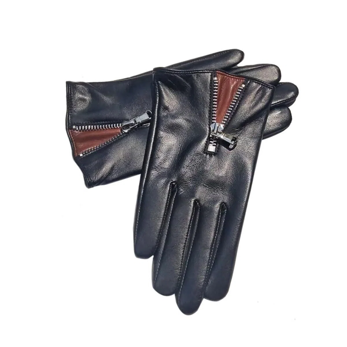 Guantes CáLidos Guantes De Cuero con Cremallera Y Forro Cálido For Mujer con Pantalla Táctil Y Forro Polar For Exteriores Guantes TéRmicos(Large)