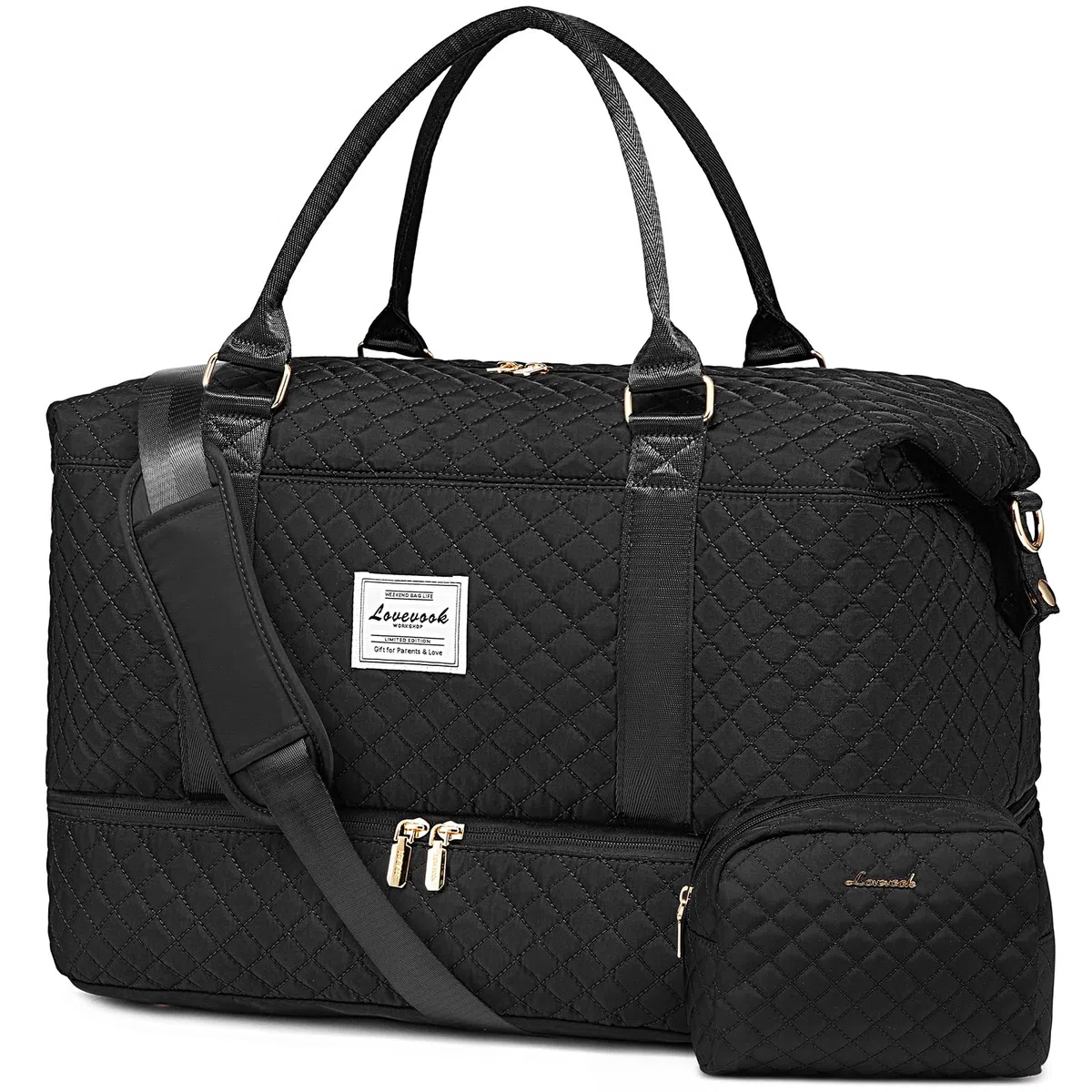 LOVEVOOK Bolsa de Viaje Mujer Bolsa Deporte Mujer Grande Maletas de Cabina Avion Travel Duffle Bag Bolso Maternidad Hospital Equipaje de Mano con Neceser Organizador para Viaje Gym Playa Sauna