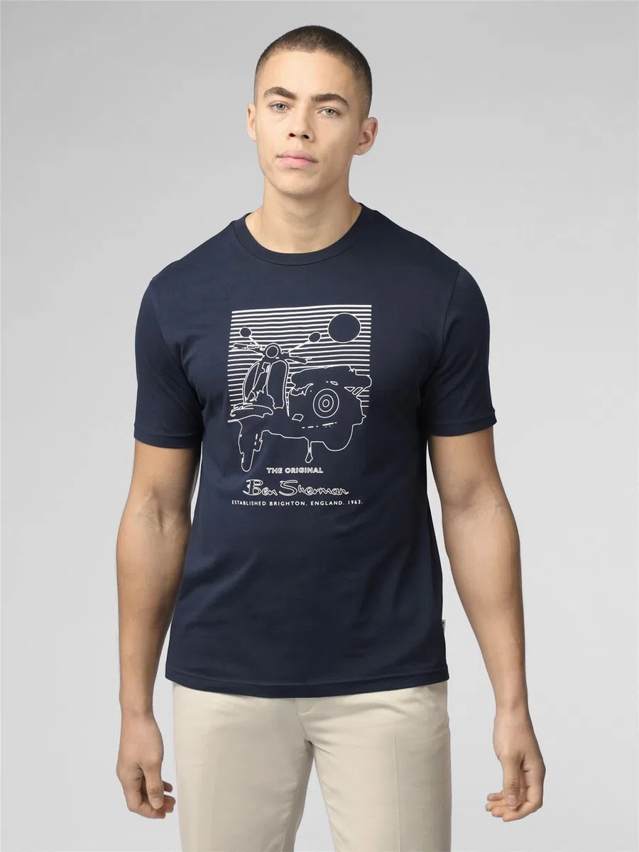 Ben Sherman Camiseta de verano de manga corta para hombre 76132 en azul marino, 2XL-5XL