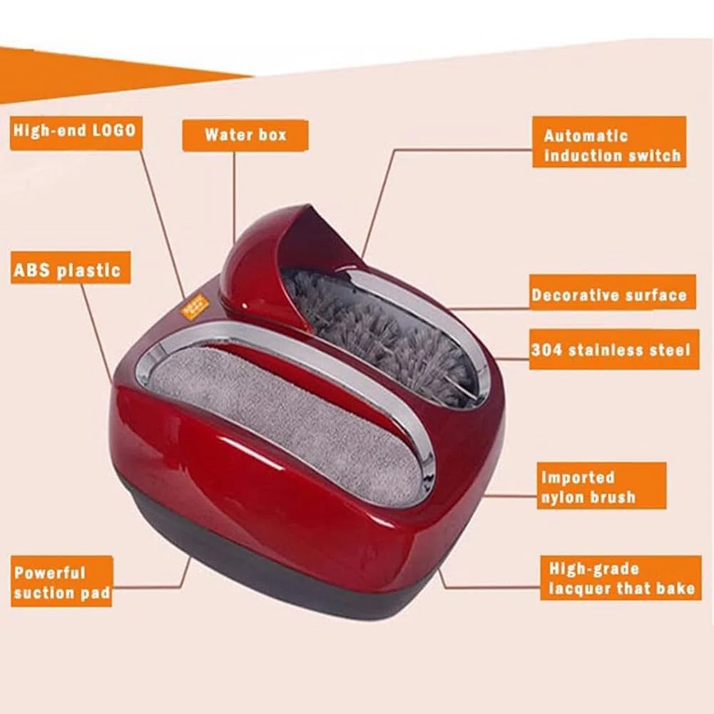 Rasador De Botas De Felpudo Al Aire Libre, Máquina De Limpieza con Suela Totalmente Automática, Limpiador De Agua Cubierto De Barro, Equipo De Limpieza De Zapatillas,Blanco