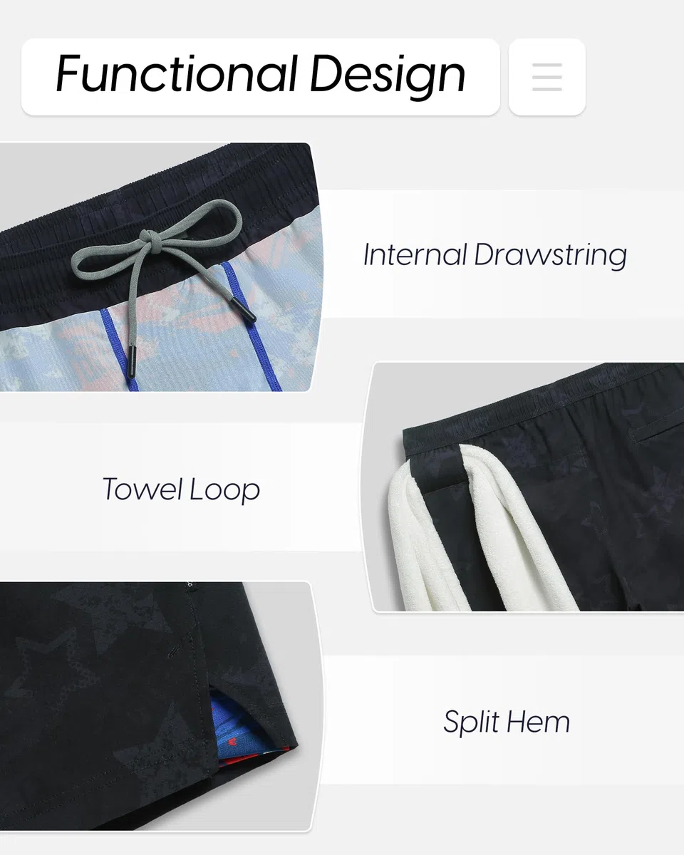 maamgic Traje de baño para Hombre de 5 Pulgadas con Forro de Malla de Secado rápido para Hombre, Pantalones Cortos de natación