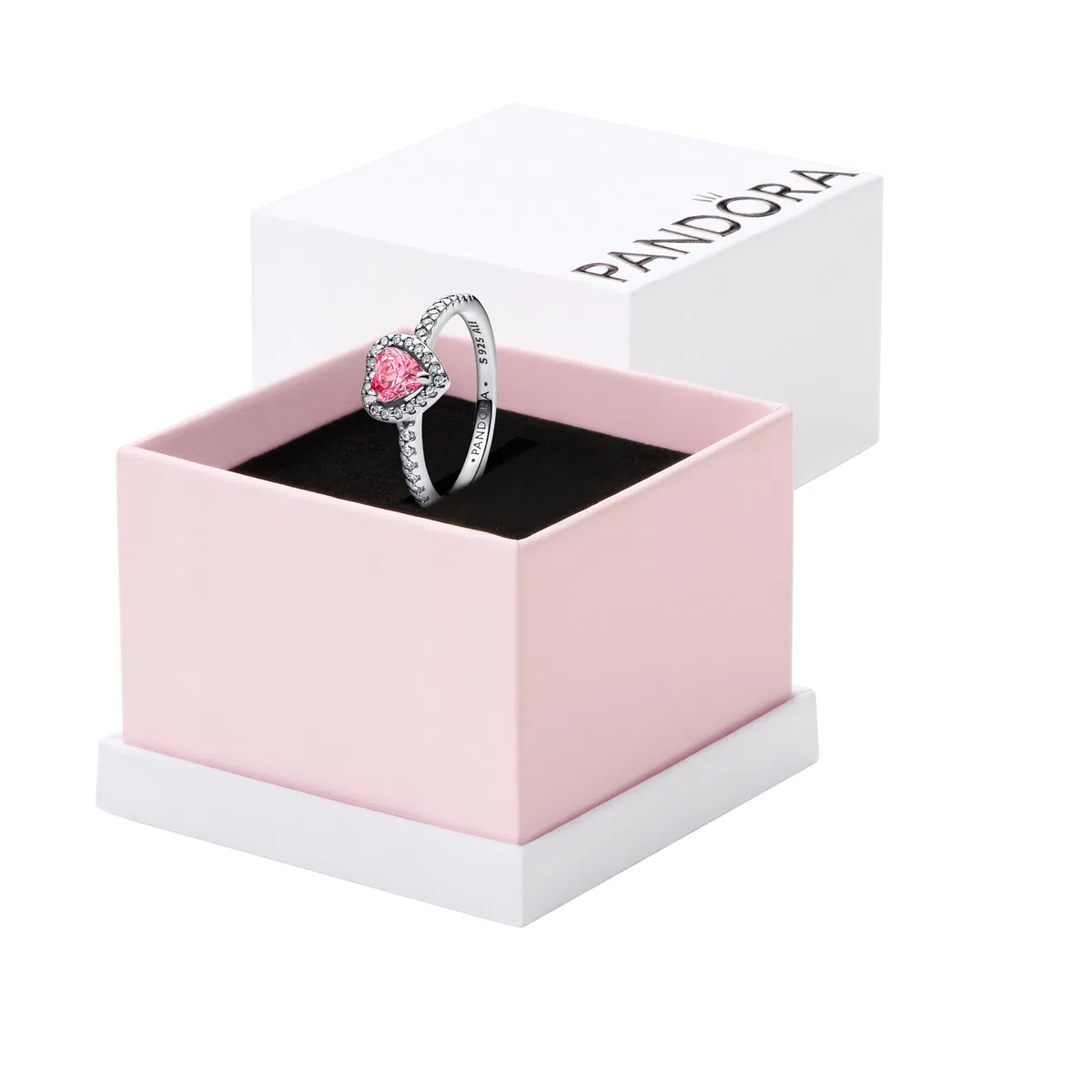 PANDORA Anillo para mujer con corazón exaltado rosa 198421C03