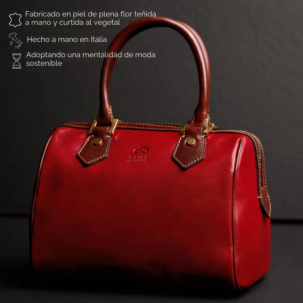 Time Resistance Bolso de Mano para Mujer de Piel - Hecho a Mano en Italia - Bolso Ideal para Todos los Días o para Ocasiones Especiales