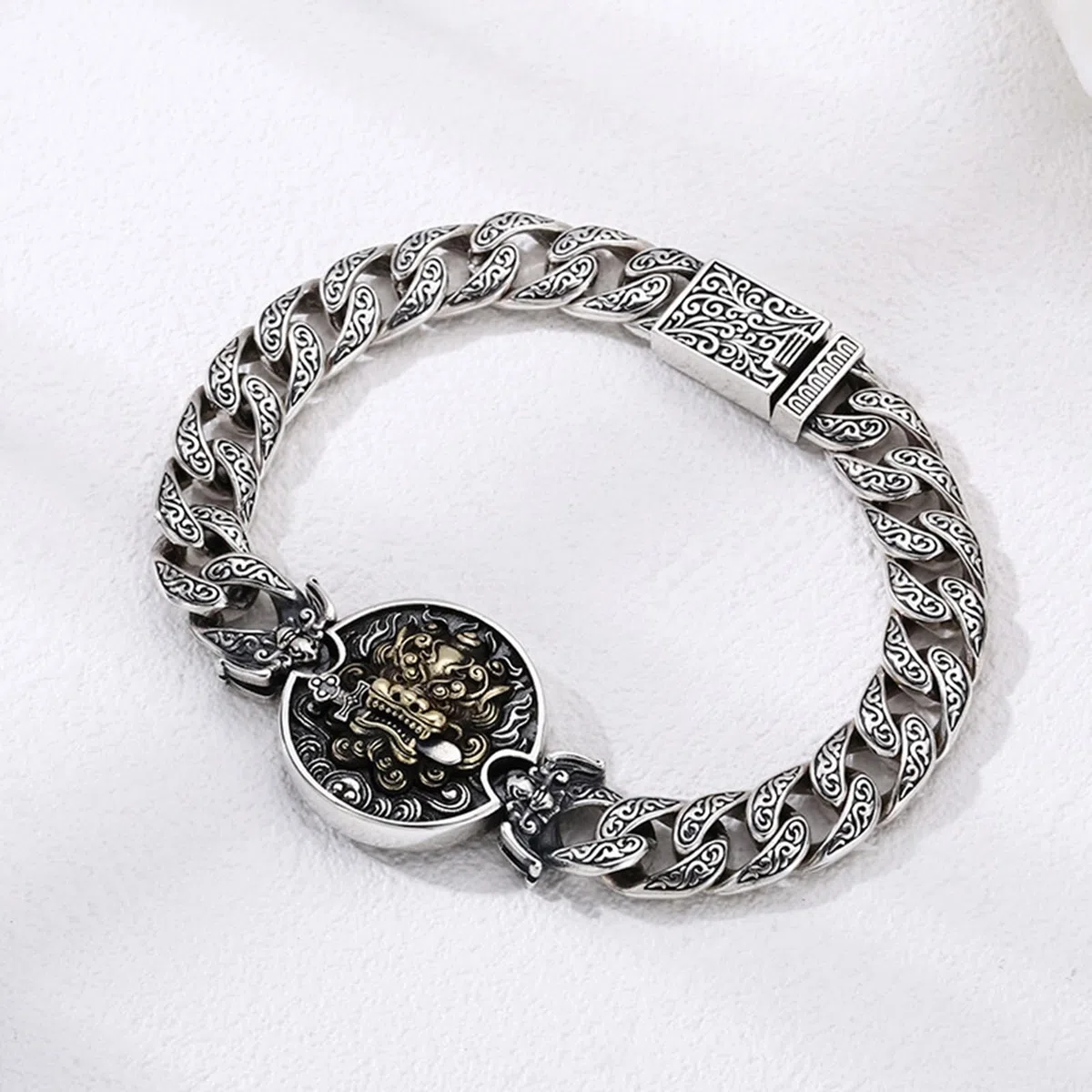 Pulsera para hombre de plata de ley S925, cadena cubana