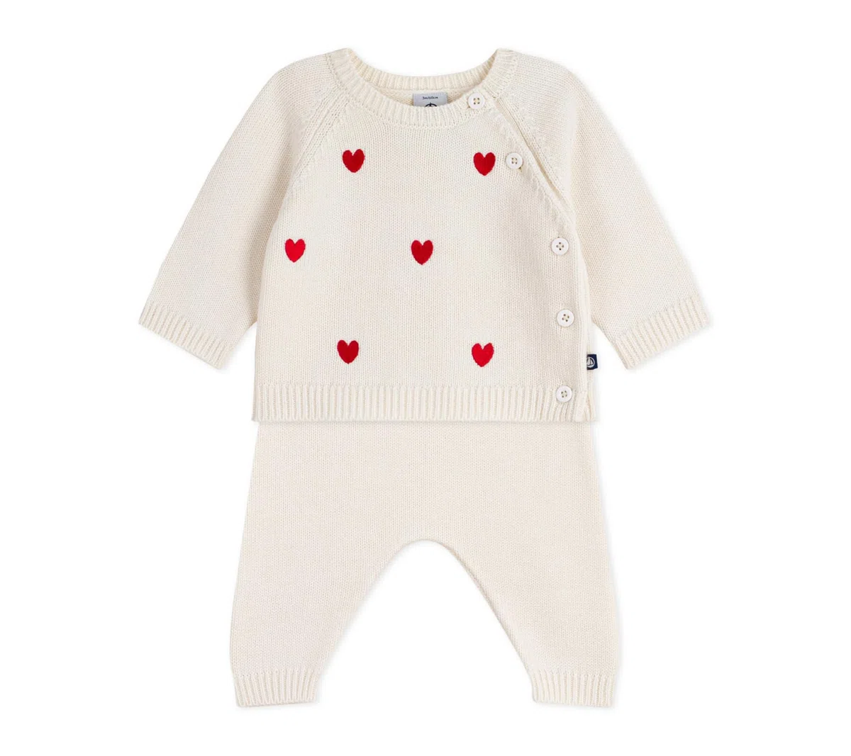 Petit Bateau Ensemble 2 Pièces Bébé En Tricot Et Cœurs Brodés A0dts01 Ropa DÍA Unisex bebé (Pack de 1)