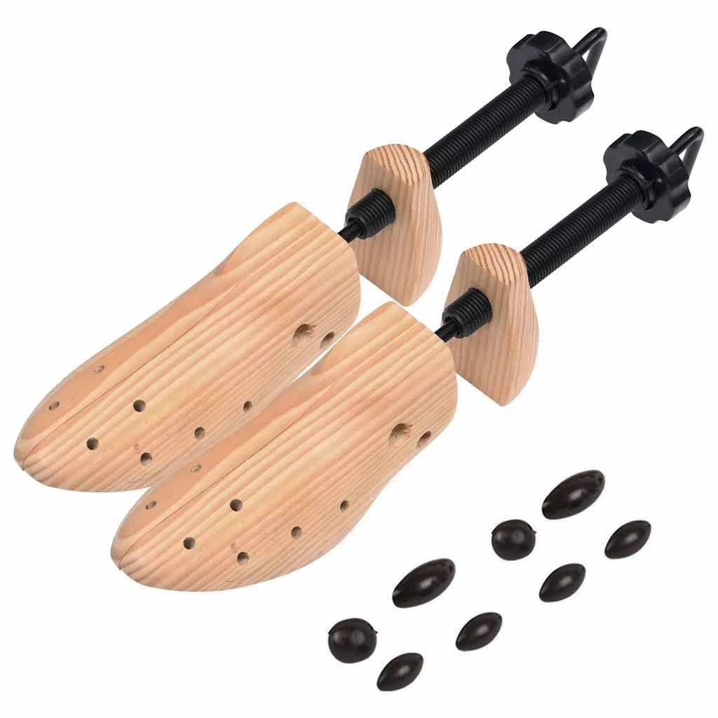 Horma para zapatos de tamaño 36-40 de madera maciza de pino para el cuidado del calzado, expansor bidireccional contra arrugas, ajustable con botón, soporte para botas y zapatos