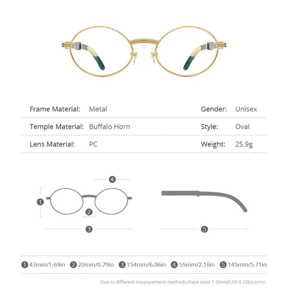MUTYNE Montura de gafas para hombre y mujer, anteojos redondos, montura de lujo