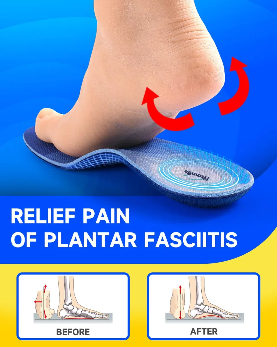 Plantillas profesionales para fascitis plantar, plantillas profesionales para aliviar el dolor, 250 libras + soporte dinámico, inserciones de liberación de pies planos para caminar durante mucho
