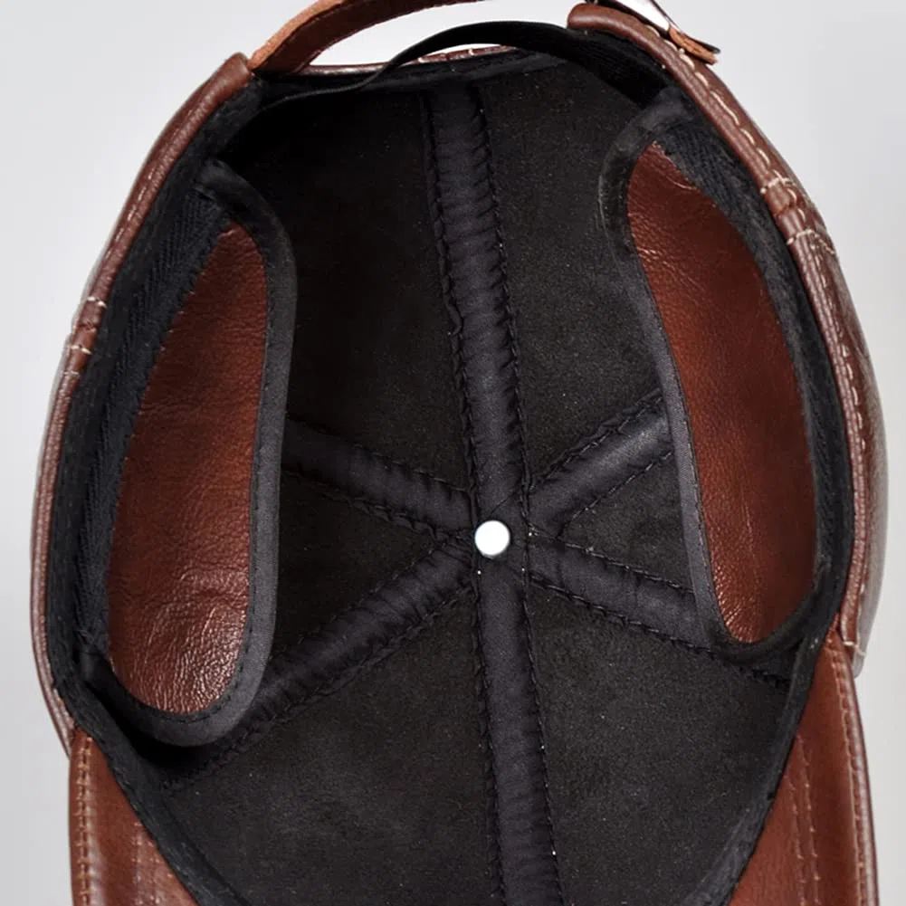 DongBao Gorra de Béisbol de Cuero para Hombre, Otoño Invierno,Sombrero Al Aire Libre,Gorra de Camionero