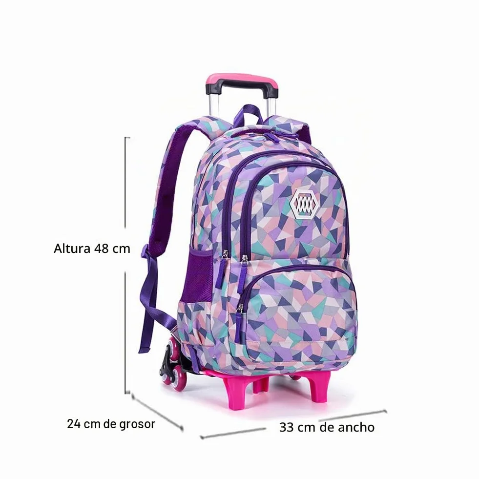 Mochilas Escolares con Ruedas para Ninos Bolsa Trolley Impermeable Mochilas Infantiles Escuela Primaria 6 Ruedas