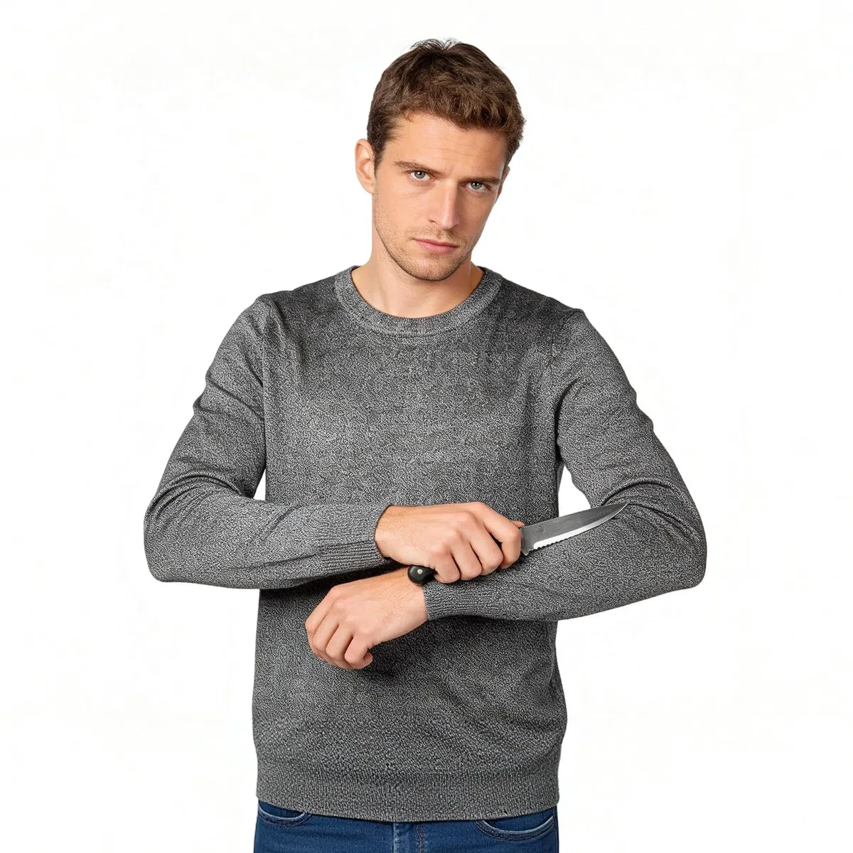 Camisa Resistente A Cortes Ropa Anti Cortes Jersey Protector De Nivel 5 Camisa De Seguridad Laboral De Manga Larga con Cuello Redondo para Fabricación Industrial(XL)