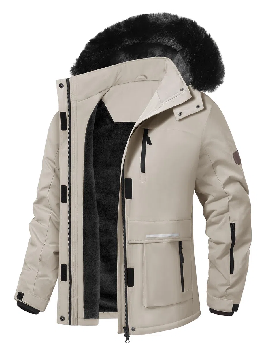 Voqeen Chaqueta de Esquí Invierno para Mujer Termica Abrigo de Nieve Impermeable de Montaña Forro Polar Antiviento Cazadora con Capucha