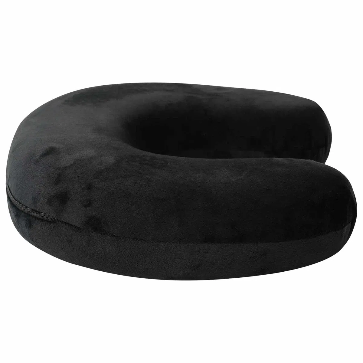 Mangloder Almohada de Viaje para Cuello Negro Almohada Ergonómica para el Cuello con Espuma viscoelástica y Funda de Terciopelo Transpirable Lavable Portátil 27x27x8cm para Coche Tren Avión y Hogar