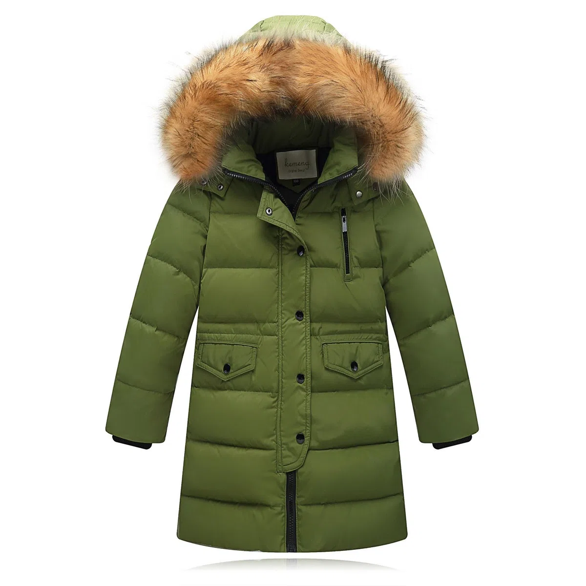 Chaquetas de plumón para niñas, abrigos acolchados gruesos con capucha de piel sintética, resistente al viento, con cremallera, abrigos acolchados versátiles de longitud media para niños de 2