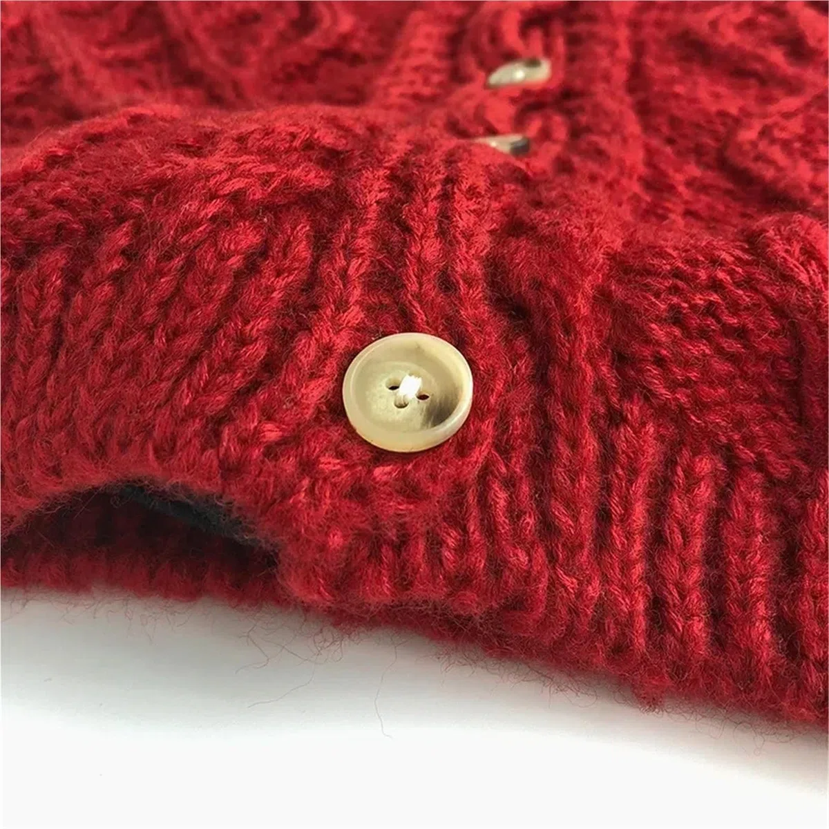 Suéter de Punto de otoño for niñas pequeñas, cárdigans Rojos navideños for bebés, Chaqueta de Punto Gruesa, Top Informal con Cuello Redondo