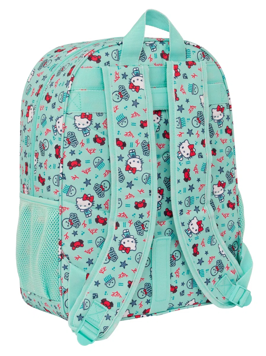Safta HELLO KITTY SEA LOVERS - Mochila Escolar Niño, Mochila Niño, Mochila Infantil, Adaptable a Carro, Ideal para Niños en Edad Escolar, Cómoda y Versátil, Resistencia, 33x14x42 cm, Color Turquesa