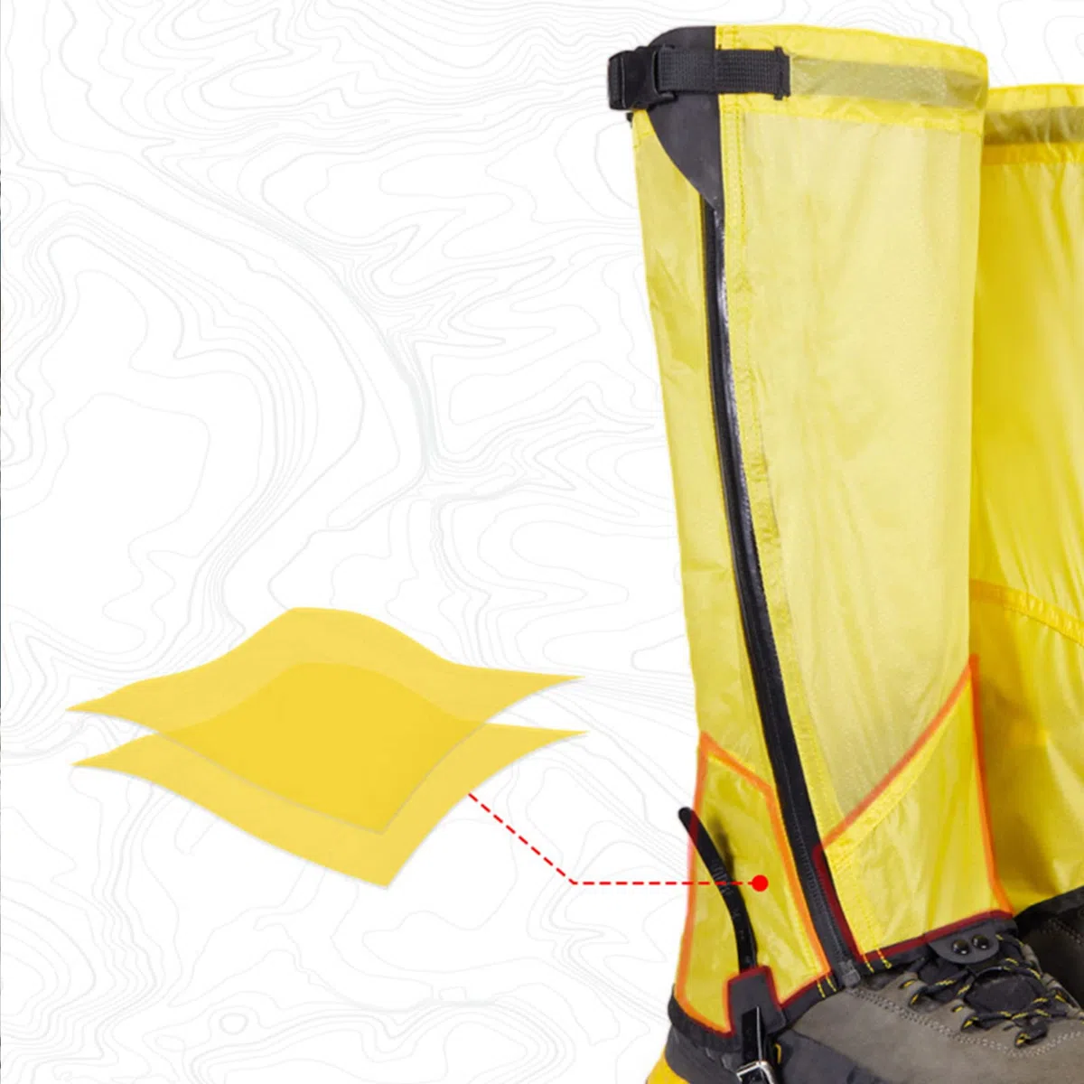 Polainas impermeables para piernas de nieve, polainas ajustables para botas de nieve, camping, senderismo, escalada, caza, polainas para zapatos (amarillo, M)