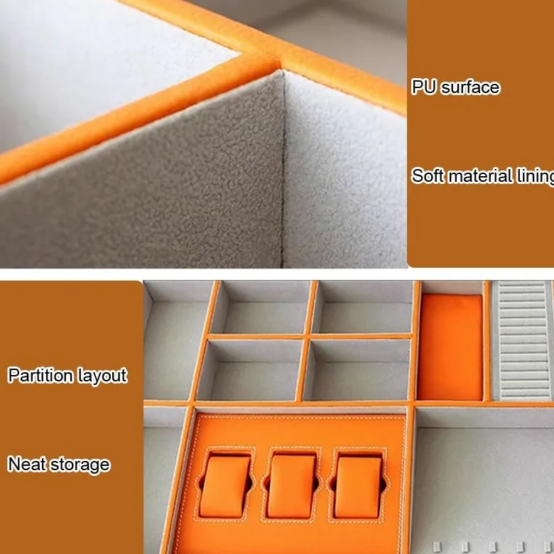 Bandeja organizadora de Joyas apilable: separadores para Collares, Anillos y Pulseras, Organizador para cajones (Gris a)