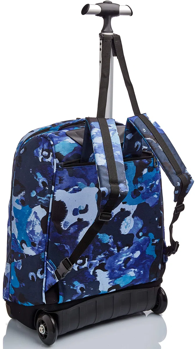 Invicta Mochila con Ruedas CAMO SHADE, Azul Camuflaje - Mochila 2 en 1, Mochila Escolar con Carro, Crossover System - Bolso Escolar Niños, Niñas y Adolescentes, Unisex - Maxi Capacidad