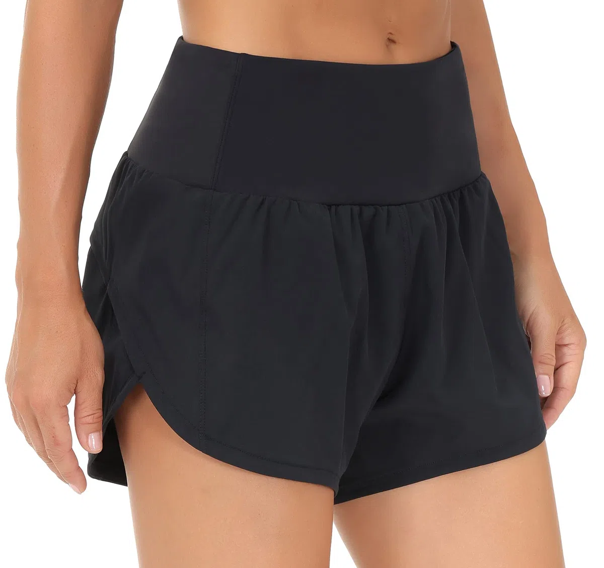The Gym People Pantalones Cortos de Correr de Cintura Alta para Mujer, de Secado rápido, con Forro de Malla y Bolsillos con Cremallera