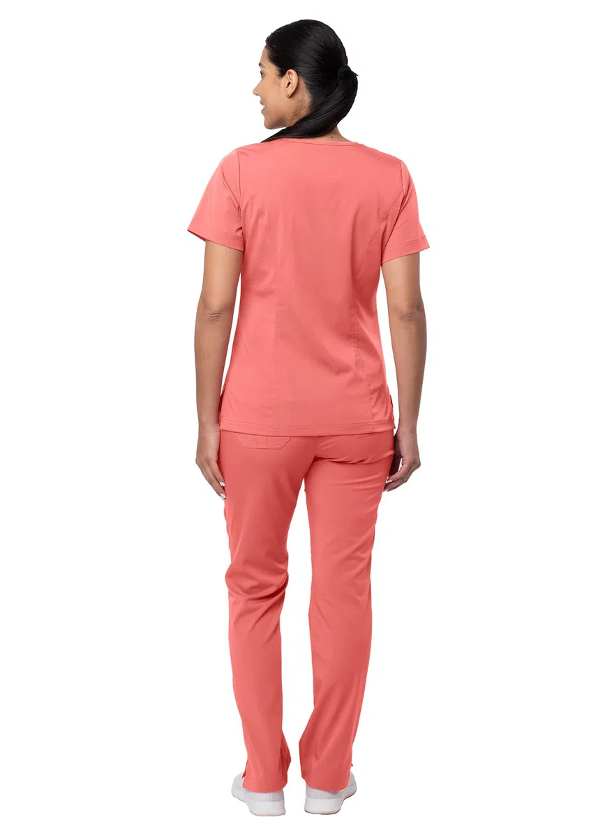 Adar Uniforme médico de Mujer Top Cuello en V Pantalones de Bolsillos múltiples