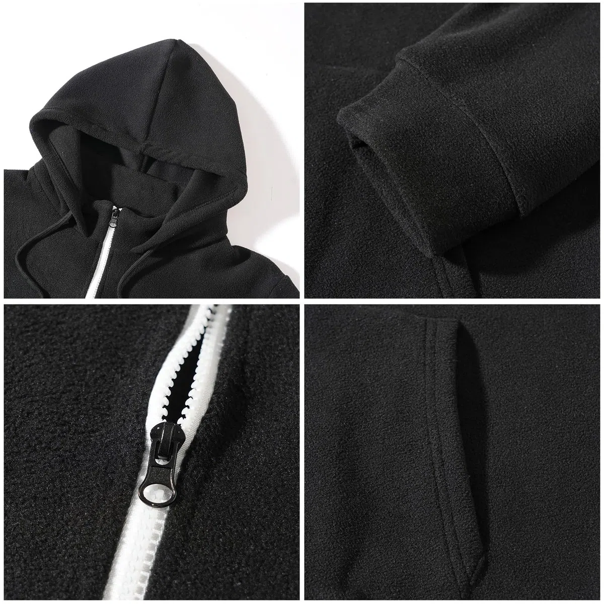 Ropa Anti UV Hombre Sudadera con Capucha Y Cremallera De Un para Hombre, Forro, Manga Larga, Estilo Oversize, Cálida, Bolsillo. Sudaderas Azul (Black, L) Deporte Caza Camiseta Sin