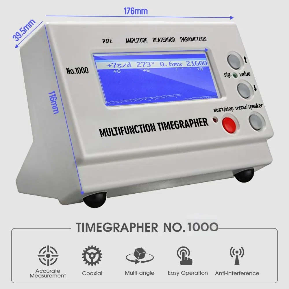 SWANSOFT Timegrapher No.1000 - Comprobador de Relojes Multifuncional, cronómetro de relojero, Herramienta de calibración de Relojes mecánicos (Enchufe de la UE)