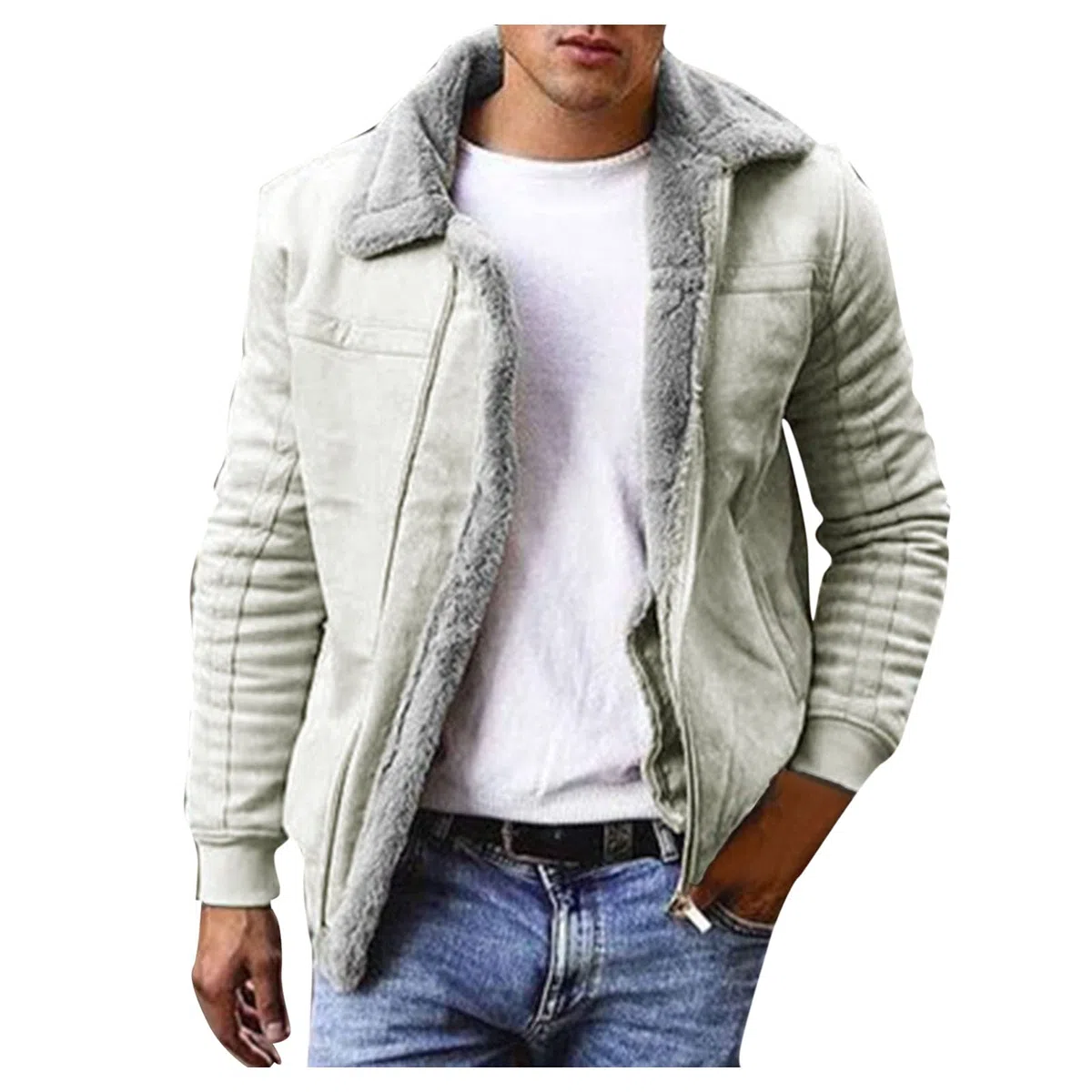 Genérico Sudaderas Con Capucha Para Hombre Sudaderas Con Capucha Para Hombre Sudadera De Tejido Polar Pesado Cremallera Sudadera Polar Cálida De Invierno Peso Medio Cuello Redondo