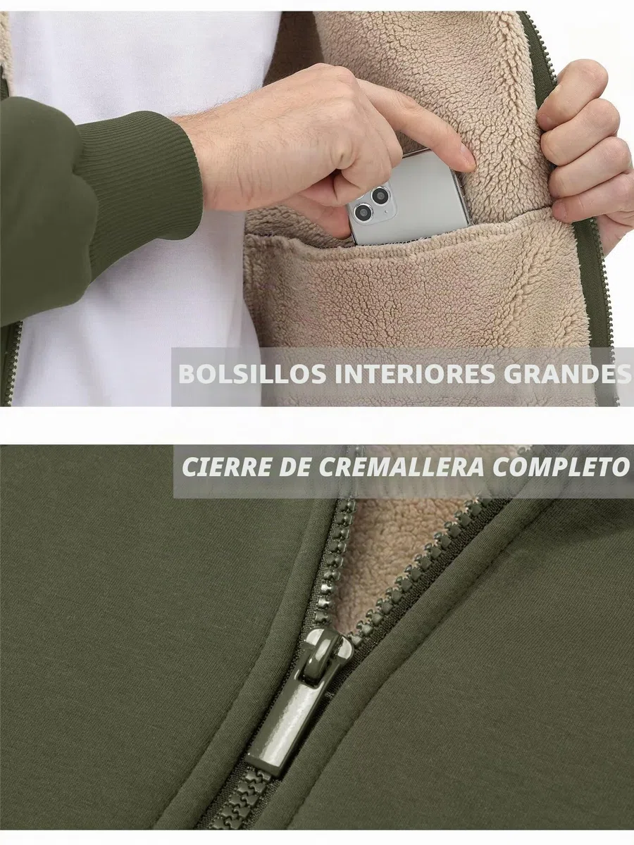 KEFITEVD Hombres Invierno Capucha Chaquetas Cremallera Capucha Sudadera Casuales Prueba Viento Capucha Sudaderas con Bolsillos