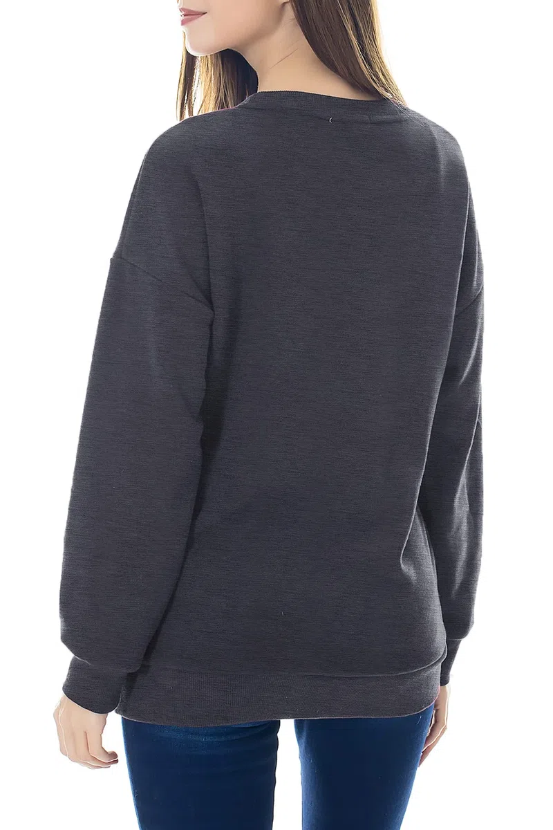 Smallshow Sudadera de Lantancia de Lana Tops de Manga Larga para Amamantar,Deep Grey S