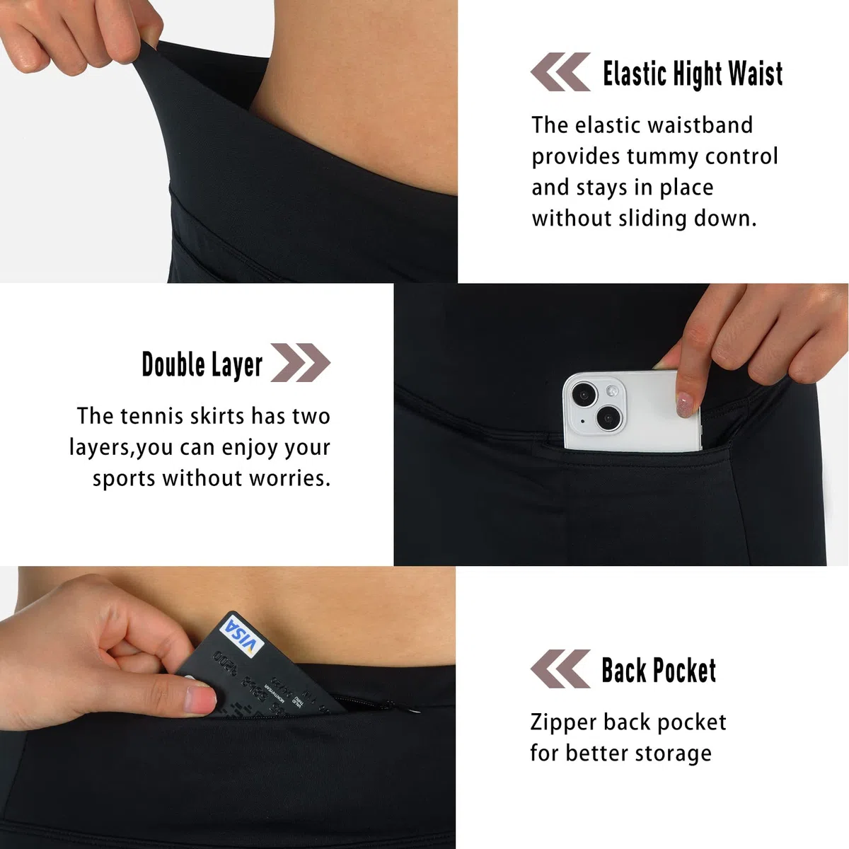beroy Falda pantalón para Mujer, Falda de 20 Pulgadas hasta la Rodilla para Mujer, Falda atlética con Pantalones Cortos