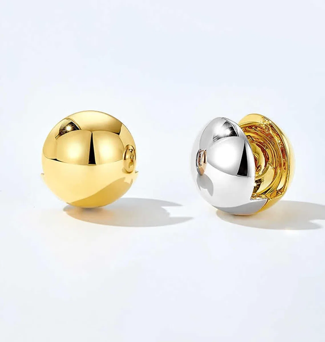 KnSam Pendientes de aro de oro amarillo 750 para mujer, tamaño doble, tamaño pequeño, oro de 18 quilates