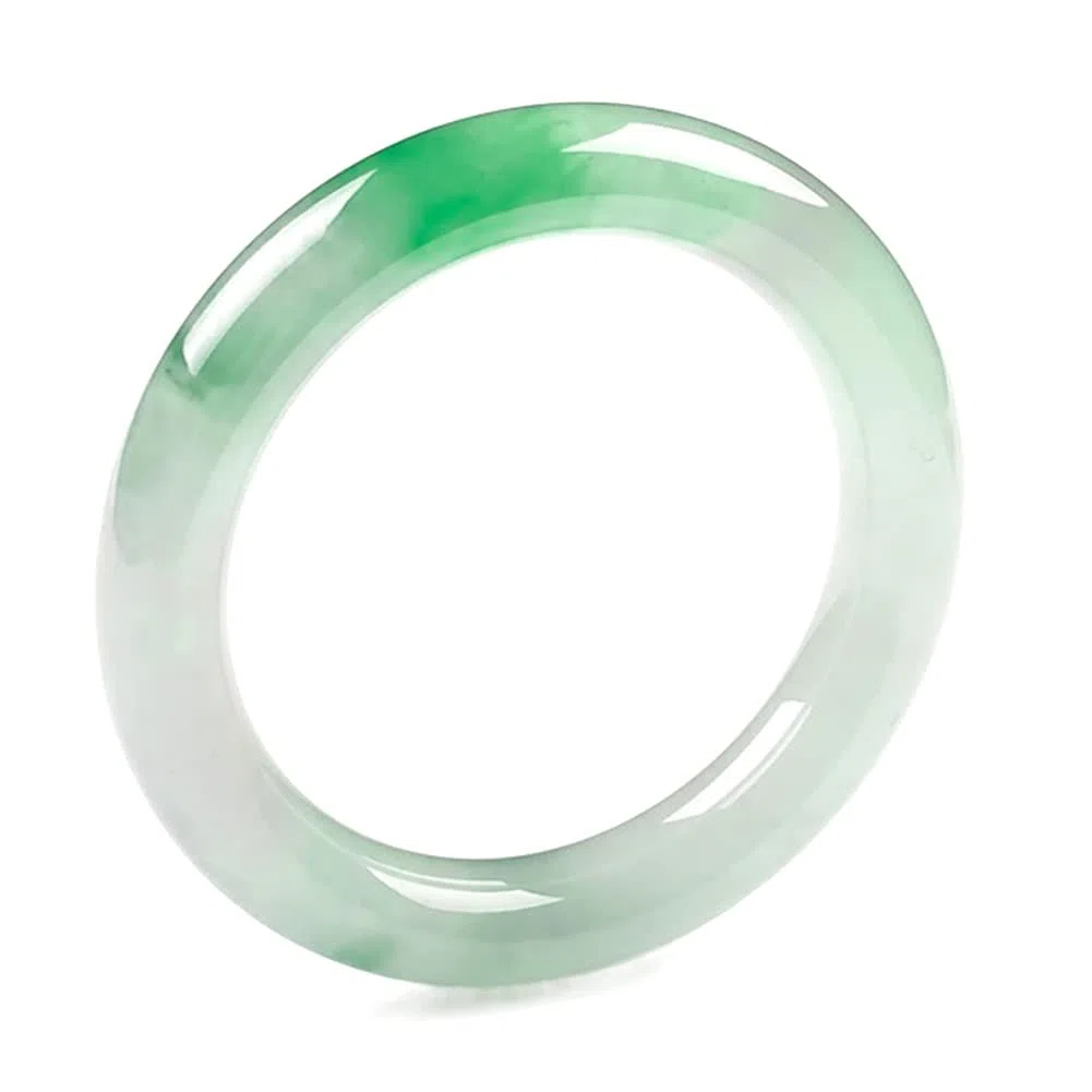 Brazalete De Jade Para Mujer, Color Verde Auténtico Chino Con Certificado, Flores Flotantes De Hielo, Barra Redonda Fina, Joyería De Jadeíta (52 Mm)