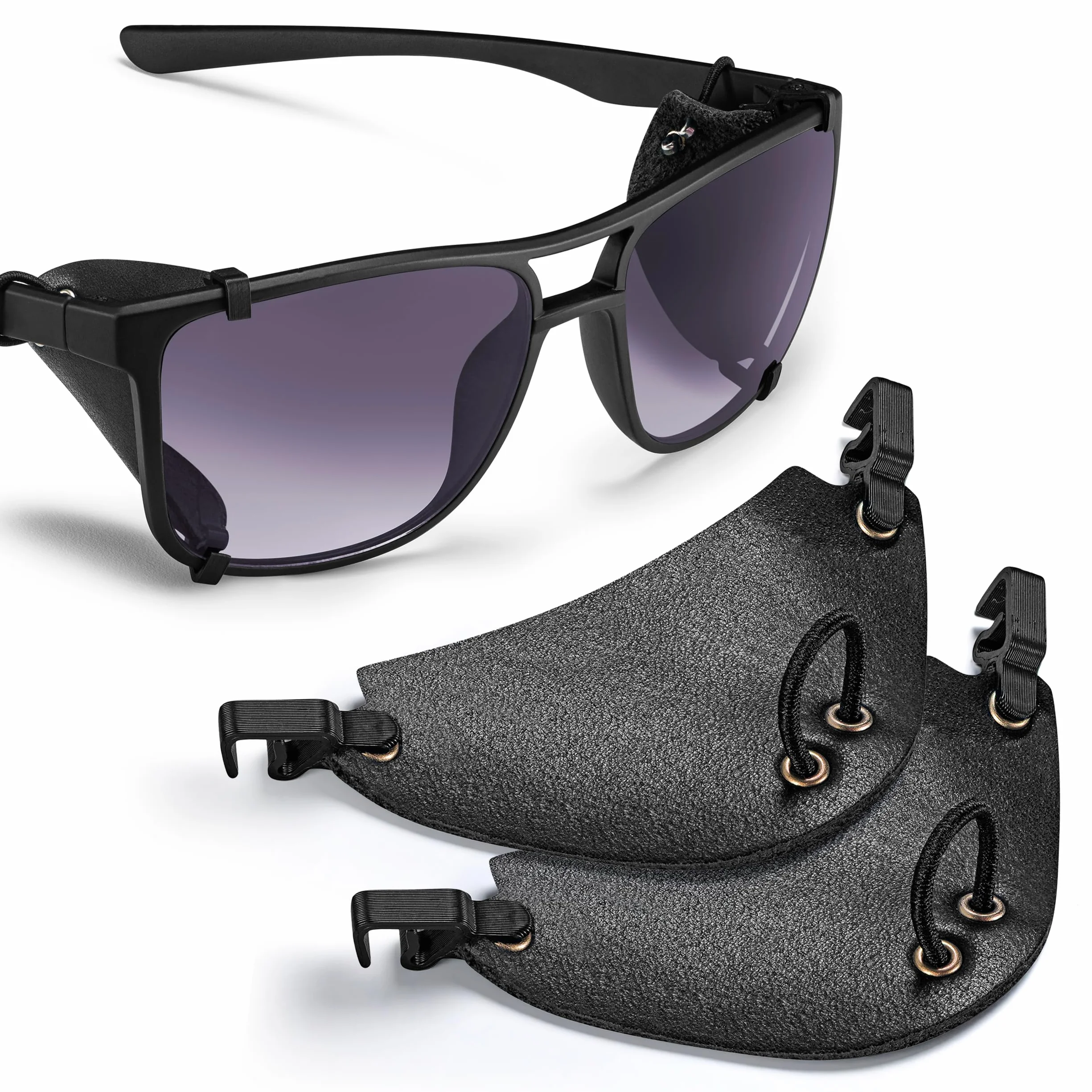 Negro Protector lateral desmontable para gafas de sol, protector lateral de cuero para proteger sus ojos, protector lateral universal