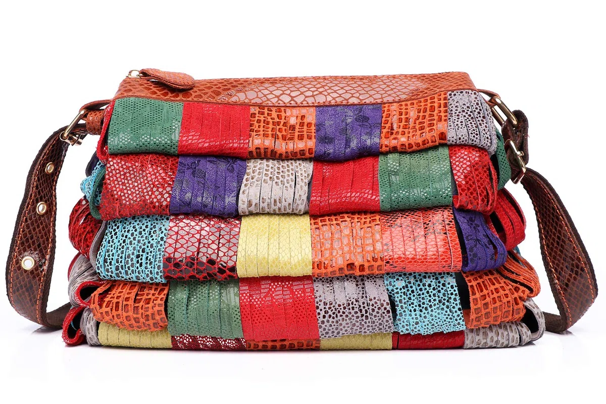 Bolso de mano multicolor de Boston de cuero genuino de las mujeres Bolsos de Crossbody coloridos
