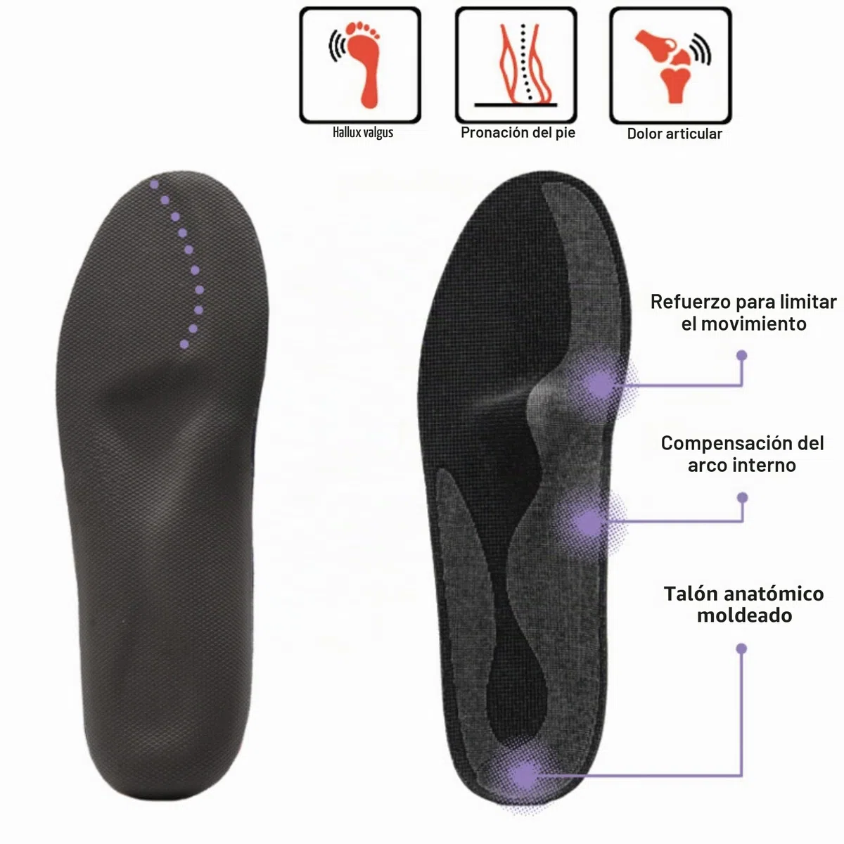 SMOU Hallux - Plantillas ortopédicas para aliviar el dolor de juanetes | Ayuda a aliviar el dolor al caminar del dedo gordo del pie | Plantillas para hombres y mujeres | Soporte de arco alto | Talla