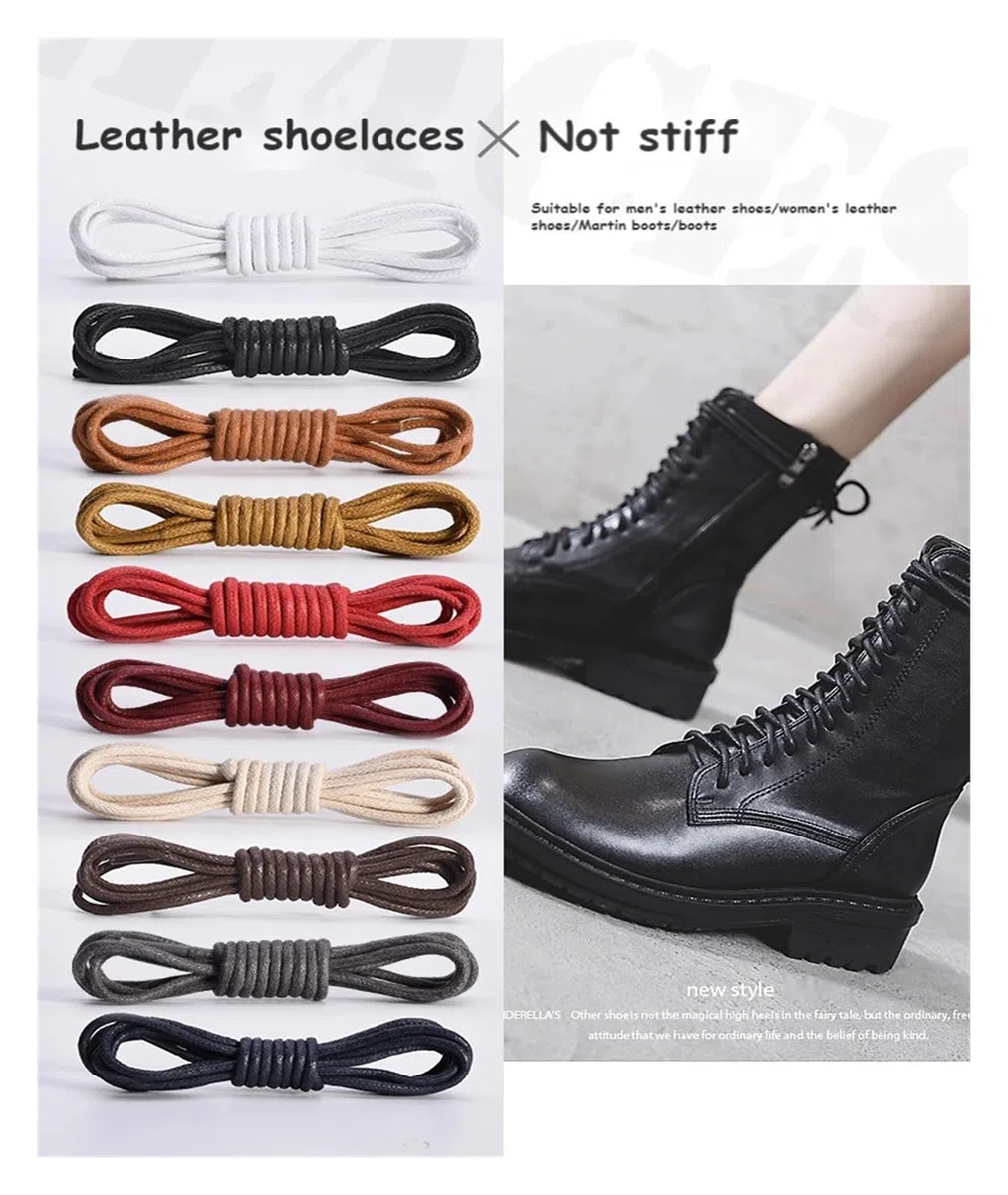 Cordones de zapatos planos, 1 par de cordones encerados de algodón, botas redondas, cordones for hombres, cordones redondos Oxford(Purple Red,120cm)