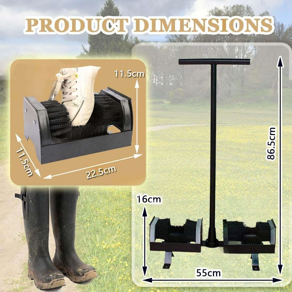 Cepillo Limpiador De Botas Para Exteriores, Cepillo Para Botas Para Suelo, Elimina Hasta El 98,6 % De Las Manchas Con Cepillo Doble De Doble Cara, Ideal Para Granjas, Jardines, Obras, Campos De Golf
