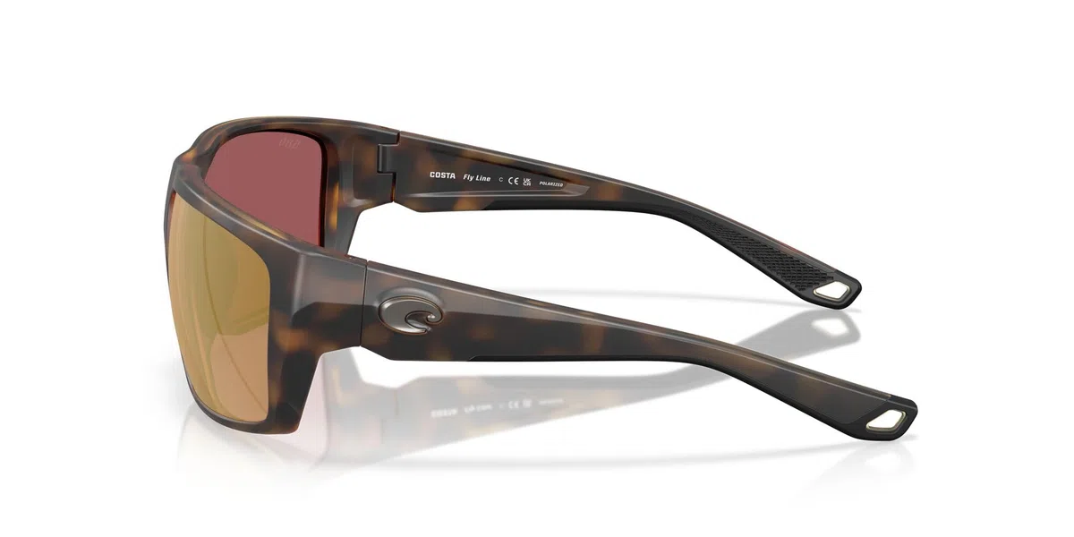 Costa Del Mar Gafas de sol Fly Line, Tortuga mate/espejo dorado 580 g, 64 mm